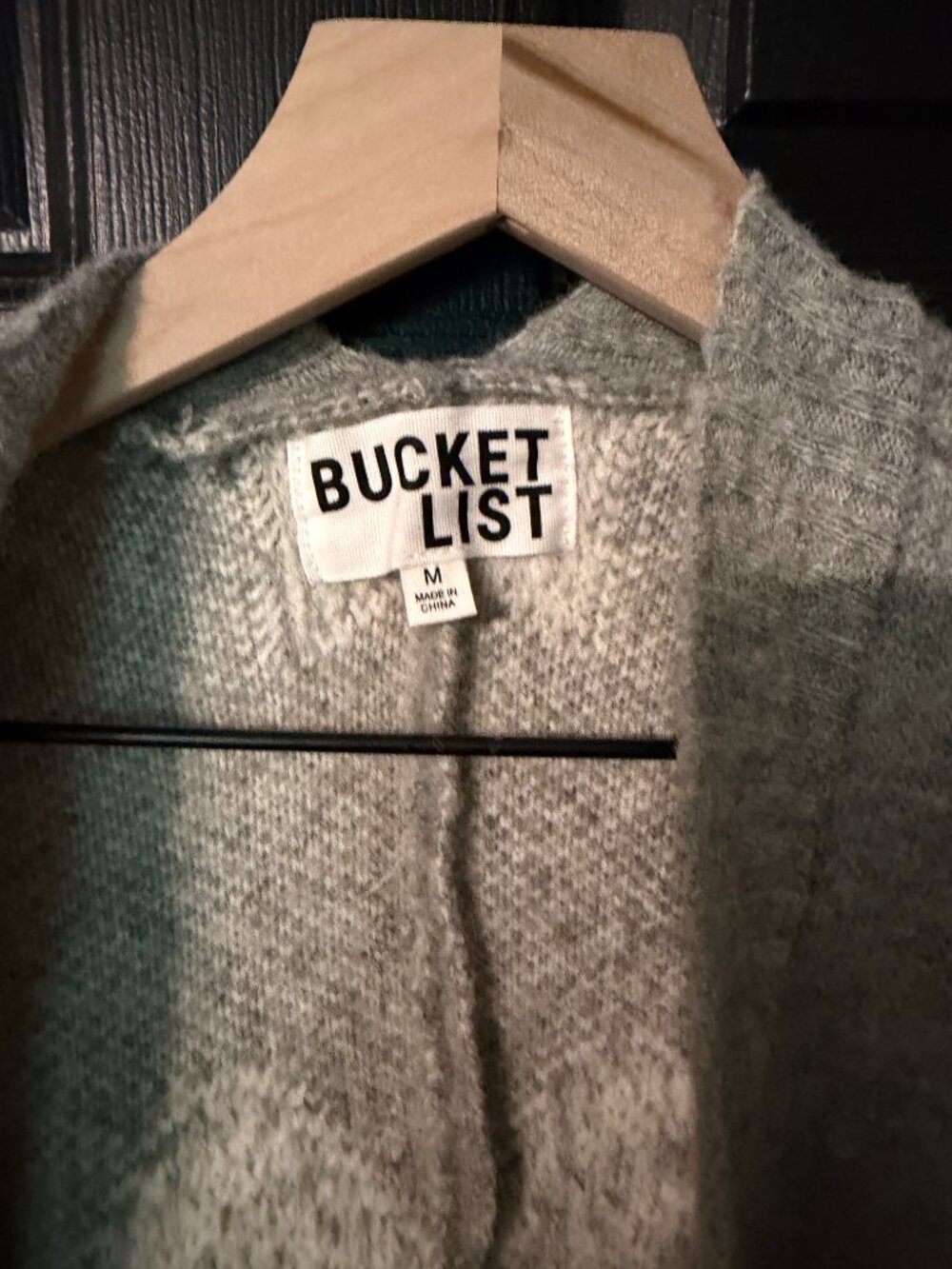 NWOT Buket List Oversized Heavy Weight Cardigan Sweater Gray White Medium - Picture 3 of 5